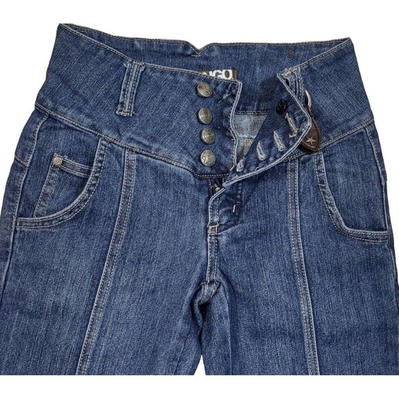 Vintage Bongo Jeans Button Fly Asymmetrical Front Seam Tapered Stretch Sz 0 - Picture 3 of 7